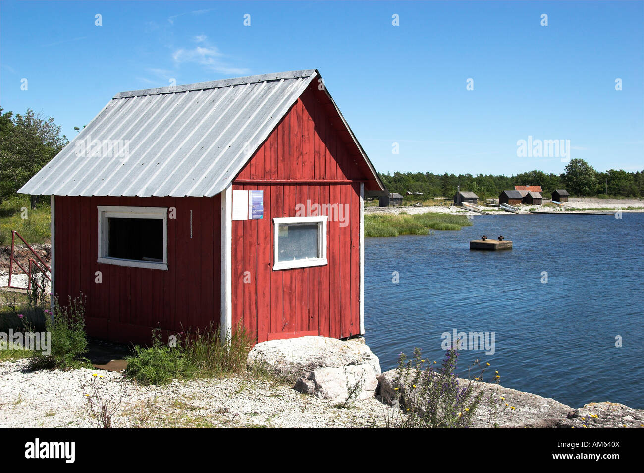 Capanna sulla spiaggia di Blaese, Gotland, Svezia Foto Stock