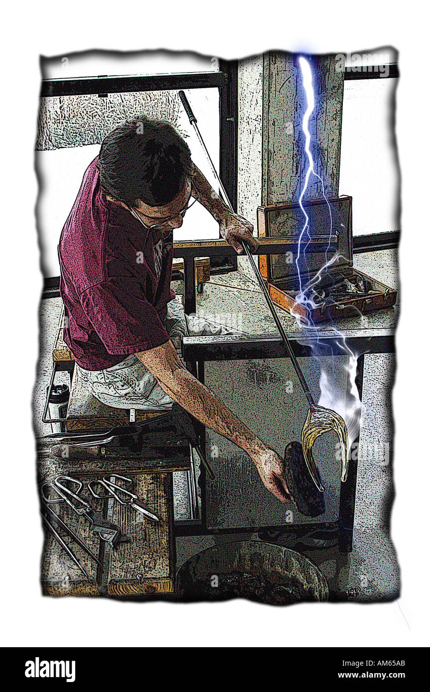 Master glassworker al lavoro Foto Stock