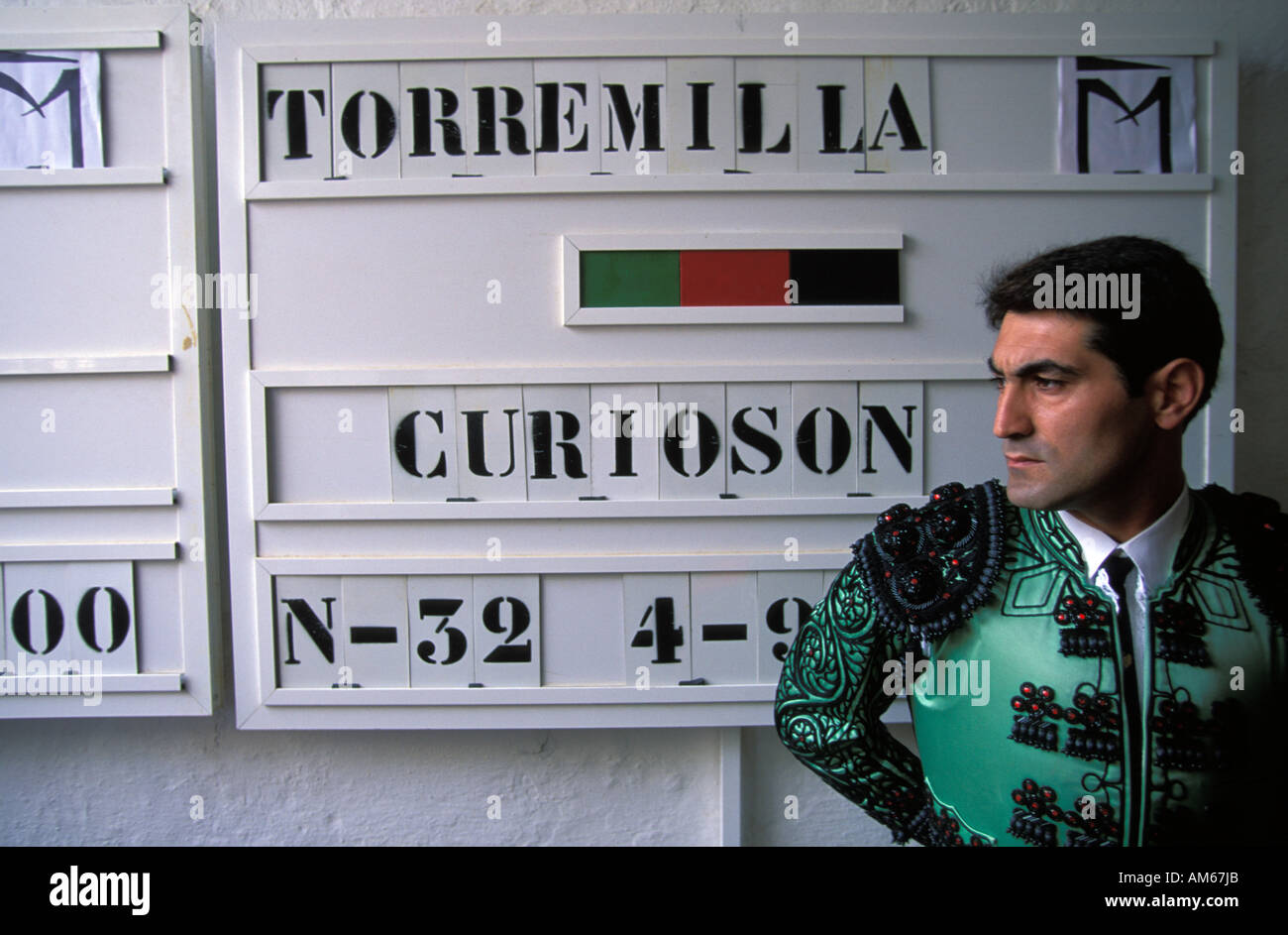 Jerez de la Frontera il torero in attesa in catacombes dell'arena prima della corrida Foto Stock