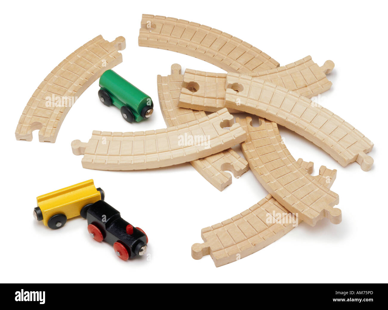 Un giocattolo di legno di treno Foto Stock