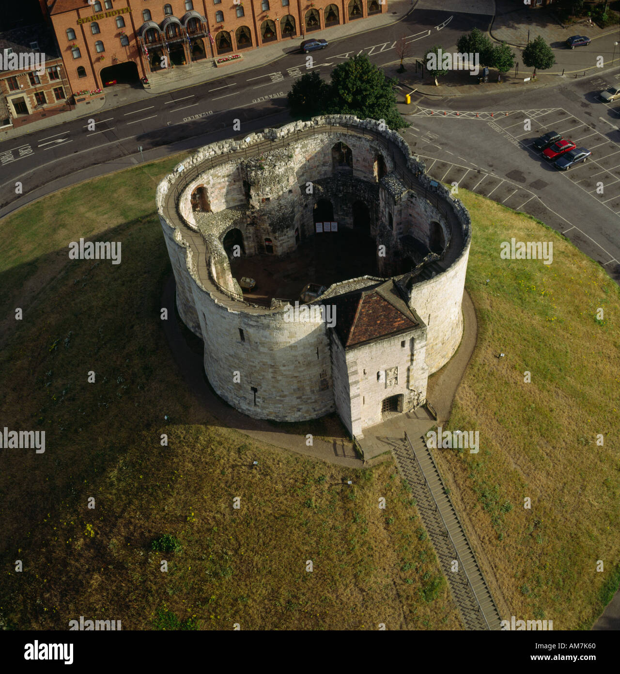 Cliffords Tower castello medievale mantenere York Regno Unito vista aerea Foto Stock
