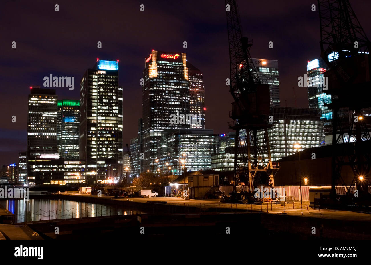 Vecchio Cranes - Canary Wharf - Londra Foto Stock