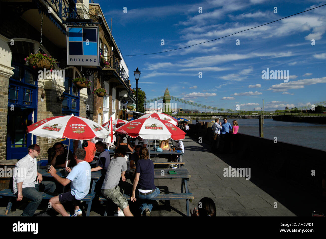 Il Rutland, a Thames riverside pub di Hammersmith, London, England, Regno Unito Foto Stock