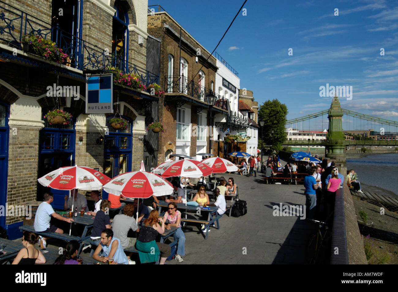 Il Rutland, a Thames riverside pub di Hammersmith, London, England, Regno Unito Foto Stock