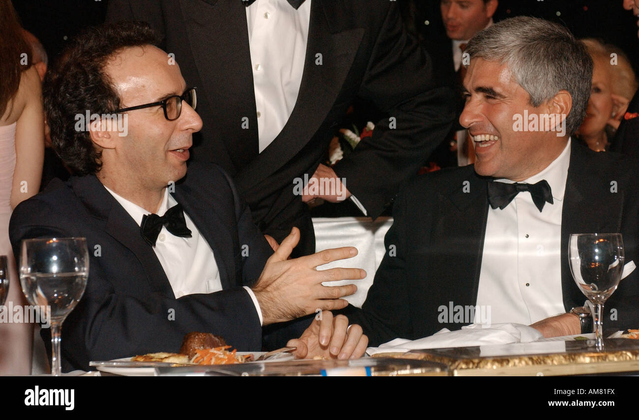 Attore Roberto Benigni L e Pierferdinando Casini il presidente della Camera dei deputati in Italia frequentare la Nazionale Italiana Foto Stock