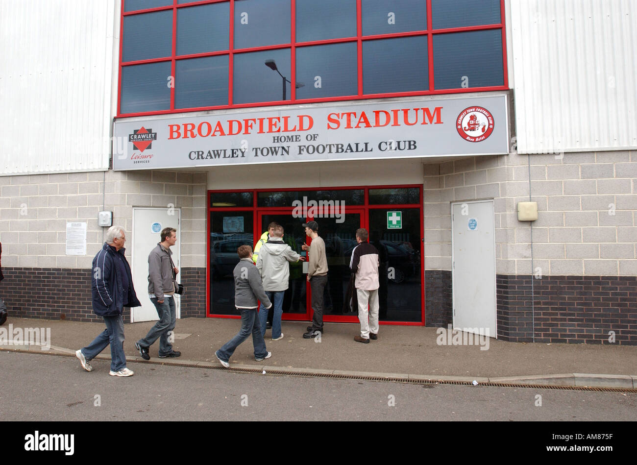 Broadfield Stadium Crawley Town Football Club, Sussex, Regno Unito Foto Stock