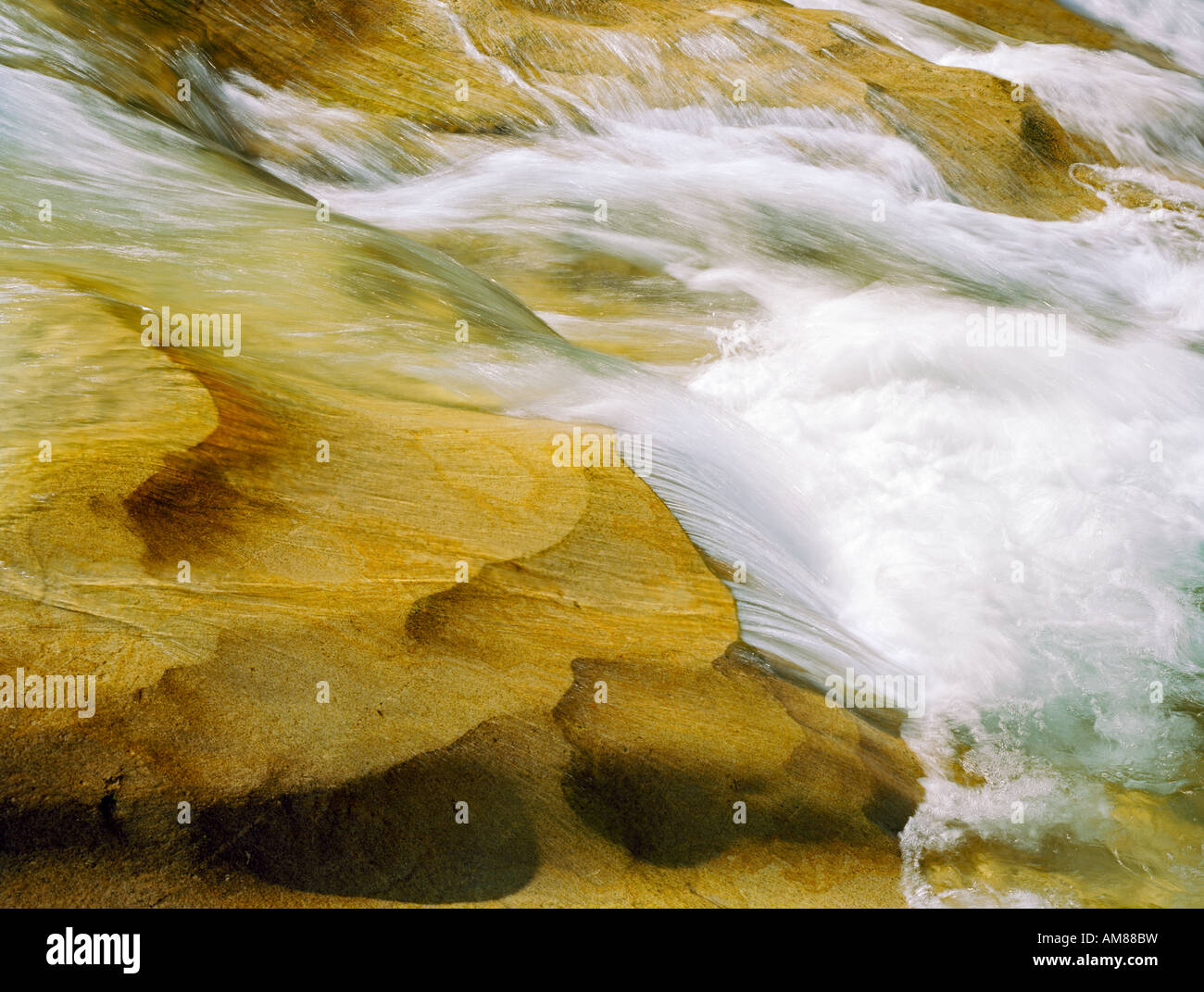 Wasserlauf eines Flusses ruscello flusso di acqua in British Columbia montagne rocciose Foto Stock