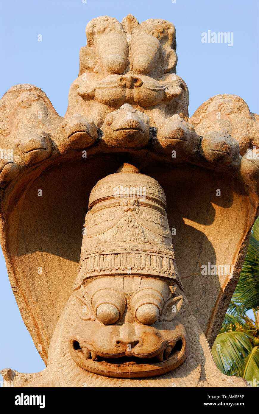 India, Karnataka, Hampi, Narasimha statua Foto Stock