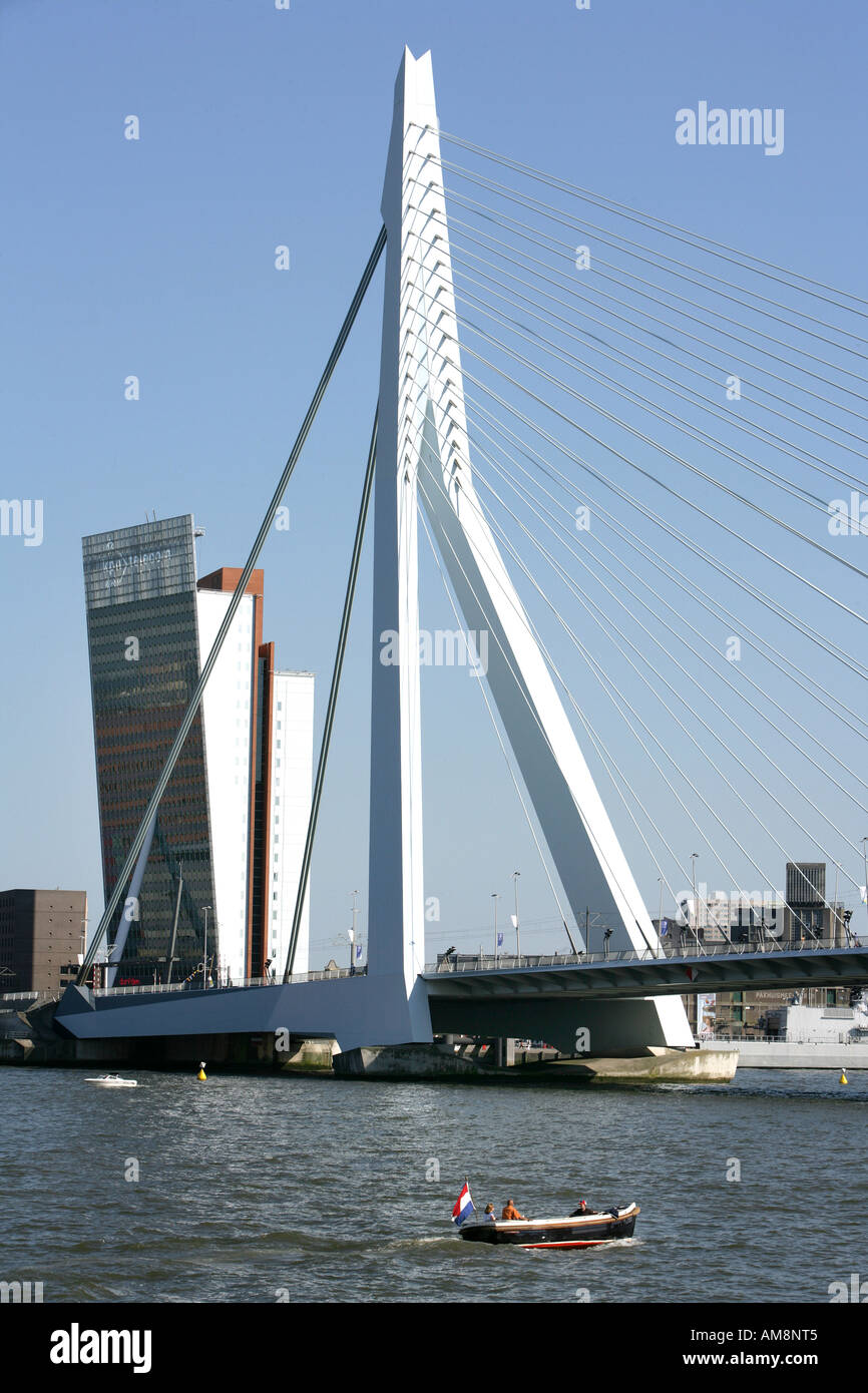 NLD, Paesi Bassi Rotterdam: Erasmusbruk ponte, sopra la Nieuwe Maas river, architetto Ben van Berkel Foto Stock
