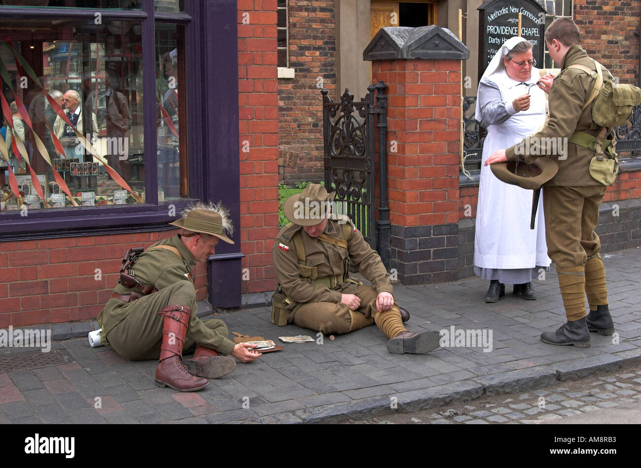 Black Country Museum Dudley ri emanazione delle truppe australiane in congedo durante la Grande Guerra Foto Stock