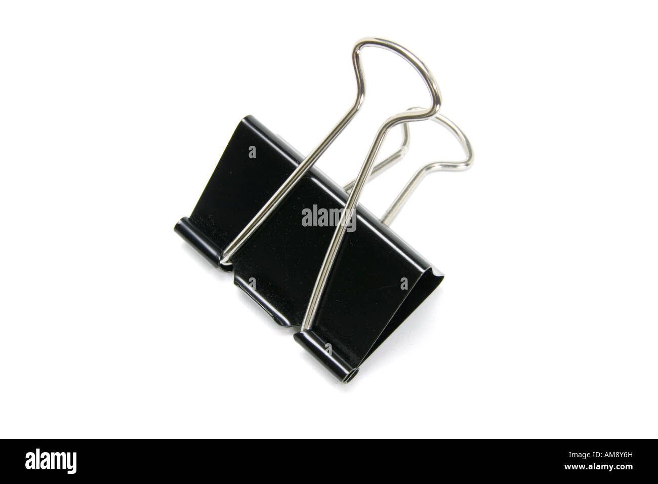 Foldback clip di carta su sfondo bianco Foto Stock