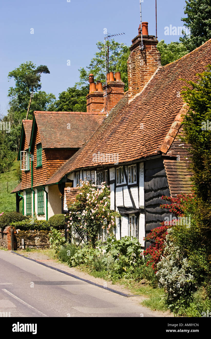 Surrey UK - Vecchio cottage inglese nel villaggio rurale di Shere in Surrey, Inghilterra, Regno Unito Foto Stock