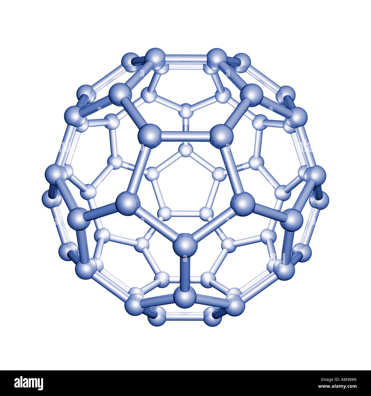 Modello 3d di un buckyball (molecole di carbonio). Foto Stock