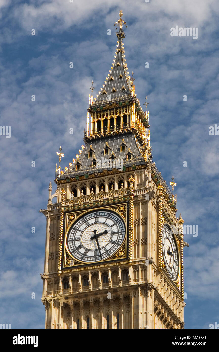 Dettaglio del Big Ben Case del Parlamento di Londra Foto Stock