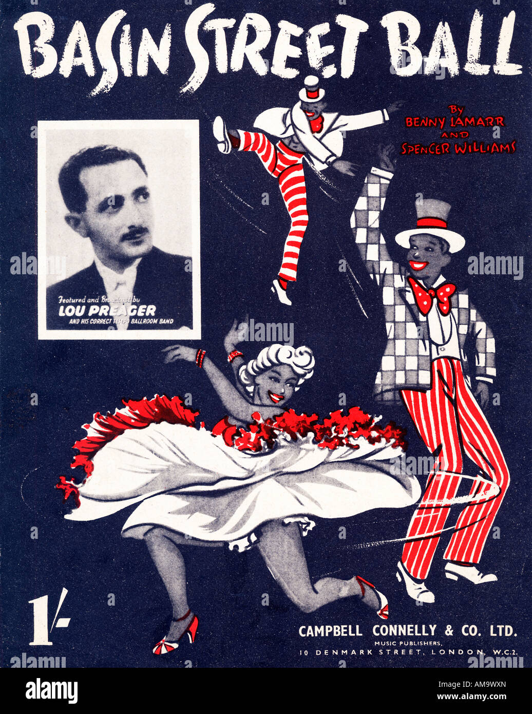 Basin Street Ball 1940s musica coperchio in foglio di New Orleans jazz canzone eseguita da Lou Preager Foto Stock