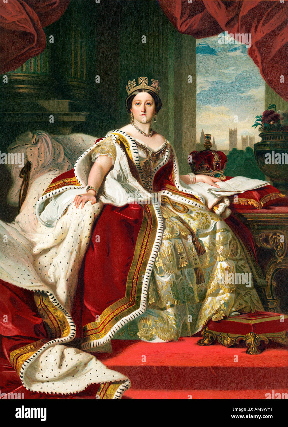 La regina Victoria Winterhalter 1859 ritratto di Sua Maestà vestita di incoronazione accappatoi Foto Stock