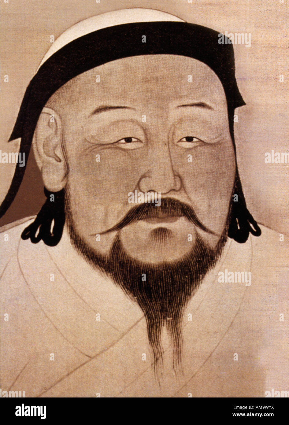Kublai Khan Chinese Portrait da c1262 del leader mongolo e nipote di Gengis Foto Stock
