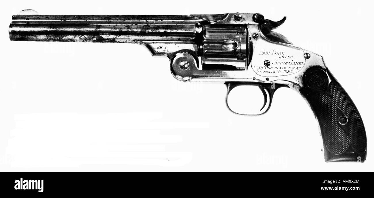 La pistola che ha ucciso Jesse James come sparato da Bob Ford in aprile 1882 in San Giuseppe Missouri Foto Stock