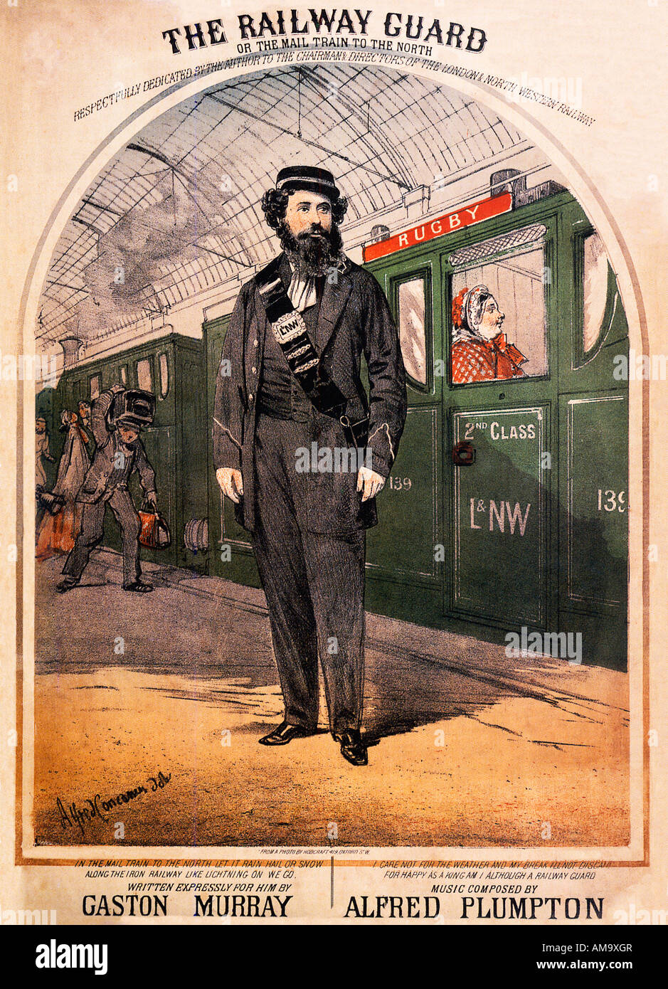 La stazione ferroviaria di protezione o il treno di Posta a nord 1866 musica coperchio in foglio per una canzone popolare circa il London NW Railway Foto Stock