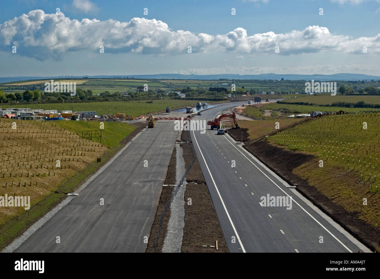 A30 a doppia carreggiata in costruzione in Cornovaglia,Inghilterra Foto Stock