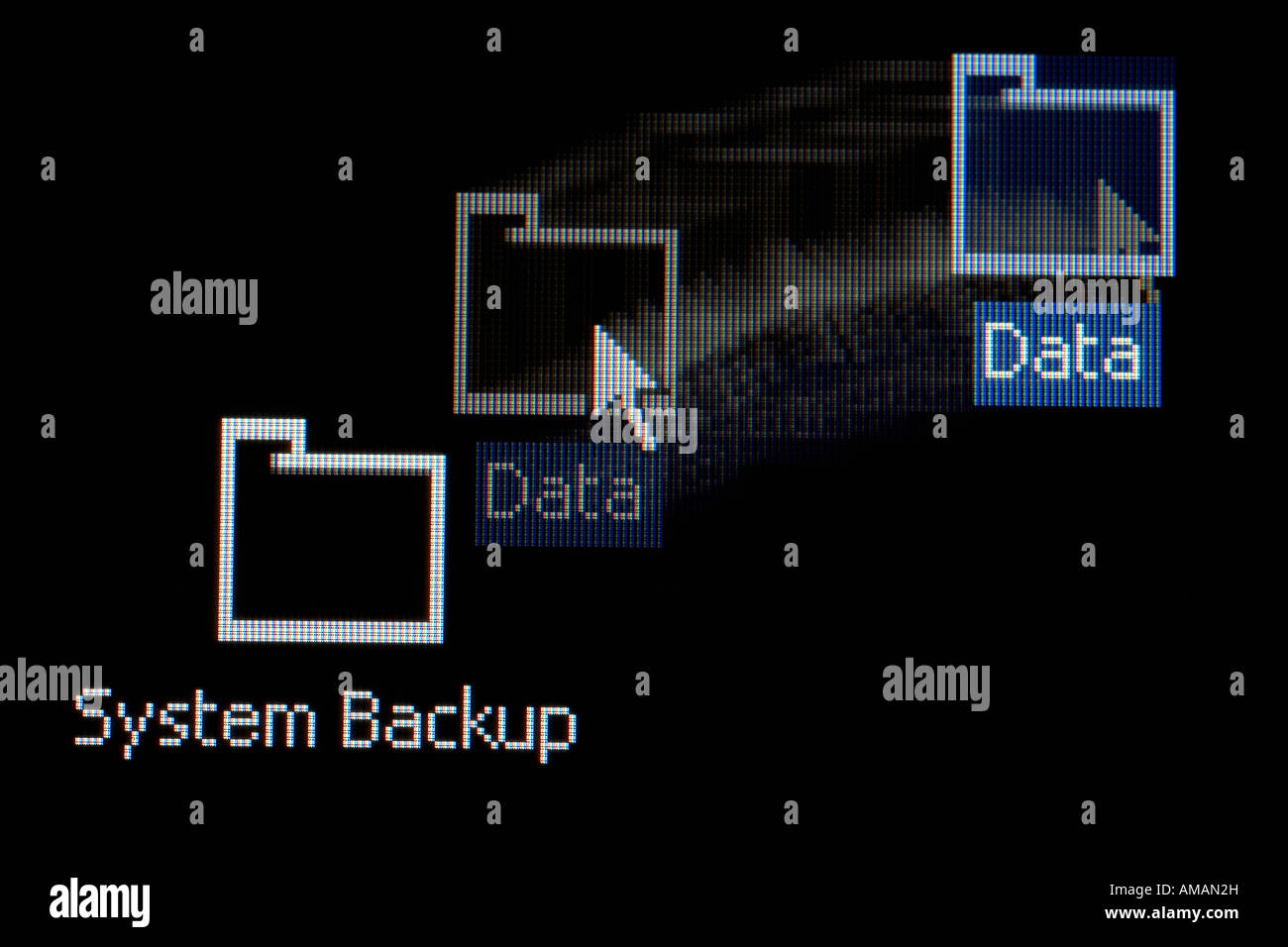 Le icone sullo schermo di un computer Foto Stock