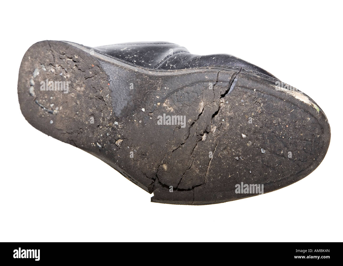 Suola di scarpa in materiale composito del materiale di gomma che si è disintegrato e split dovuti all'età Foto Stock