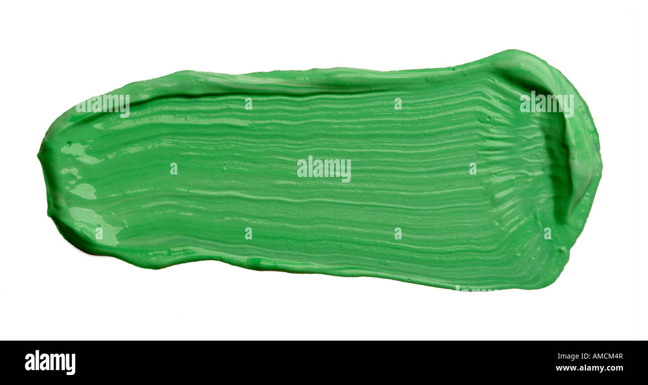 Vernice verde a un tratto di pennello Foto Stock