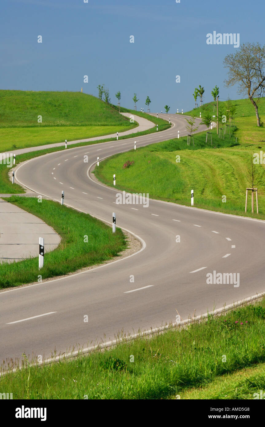 Winding Road, Allgau, Baviera, Germania Foto Stock