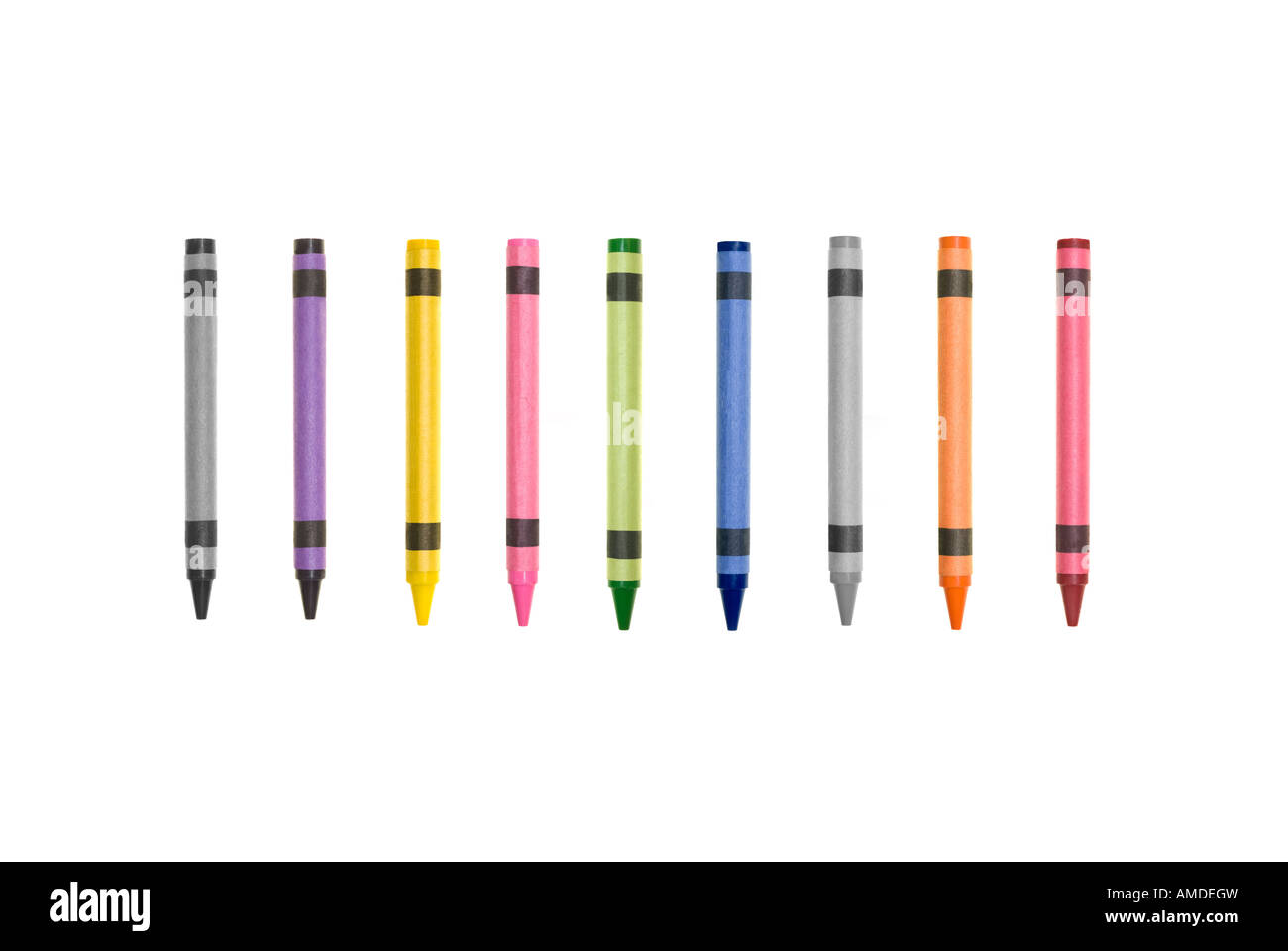 Colorate le matite generico comprende i tracciati di ritaglio per ogni colore che sono destinati ad essere utilizzati su sfondi bianchi Foto Stock