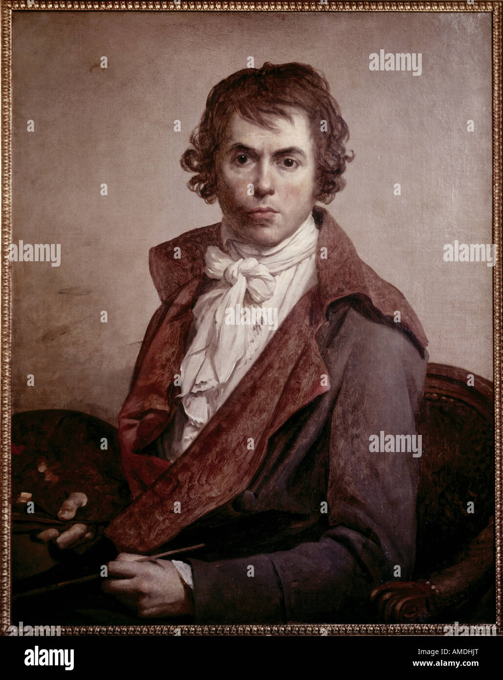 "Belle Arti, David Jacques-Louis (1748 - 1825), pittura, 'self-portrait", 1794, olio su tela, Louvre, Parigi, Francese, classic Foto Stock