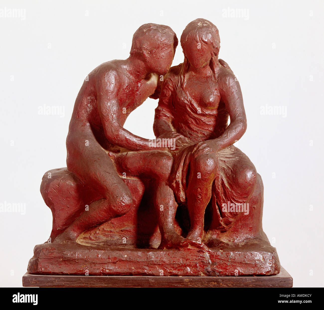 "Belle Arti, Hildebrand, Adolf von, (1847 - 1921), scultura, 'Liebespaar' ('amanti"), circa 1909, rosso scuro, cera di 31 cm x 29 Foto Stock