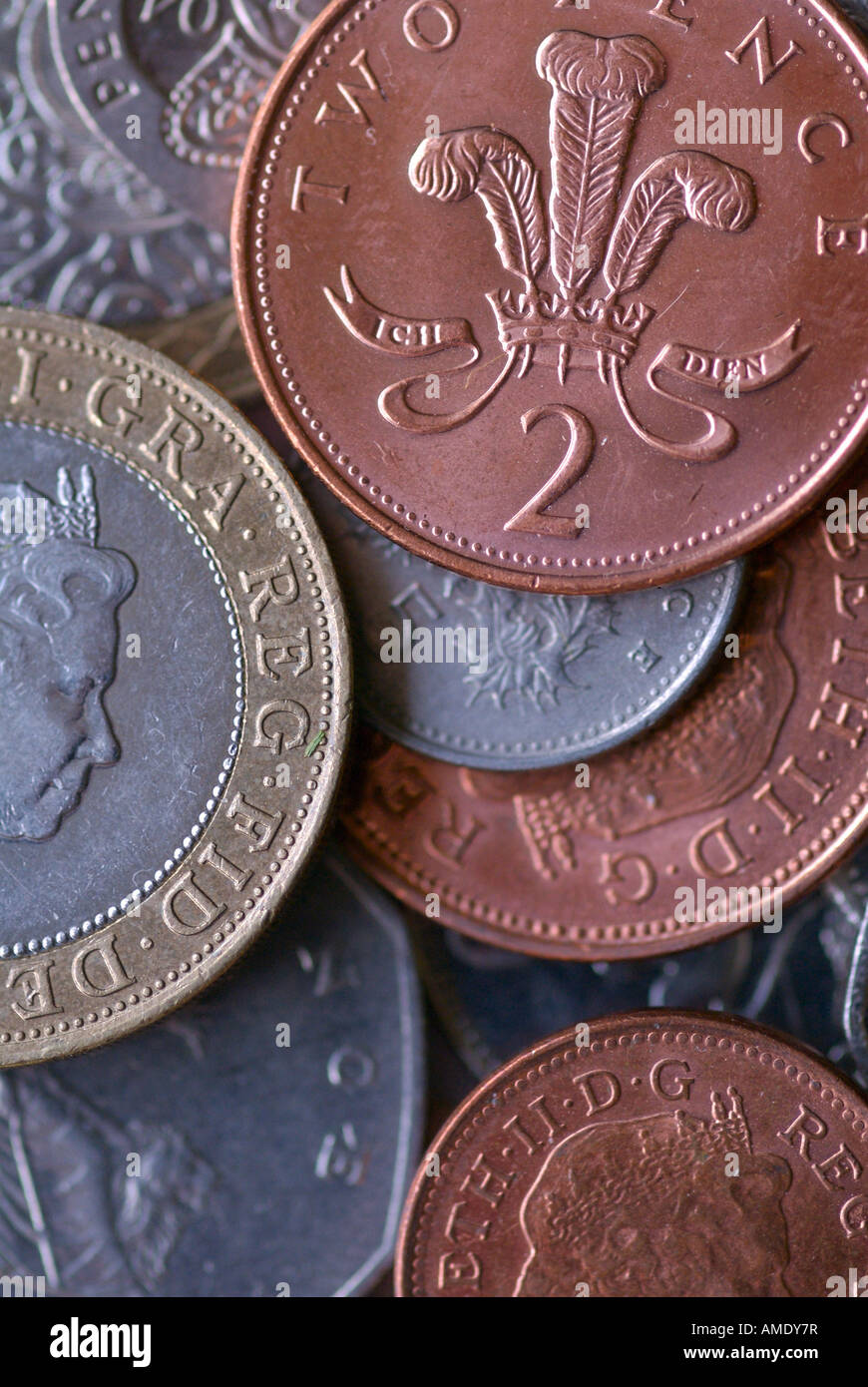 Monete del Regno Unito Foto Stock