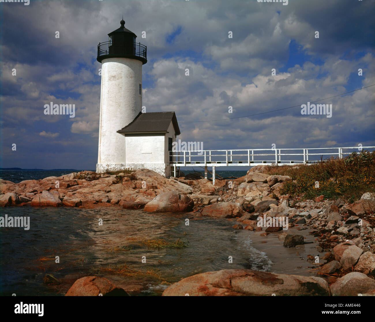 Porto Annisquam lighthouse sul punto di Wigwam e Ipswich Bay di Cape Ann in Massachusetts Foto Stock