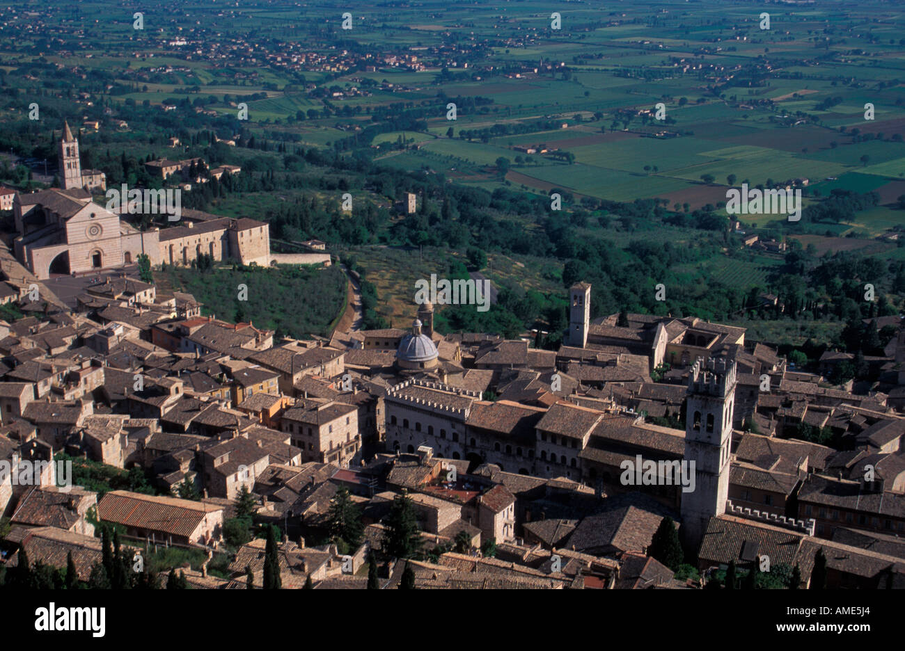 Assisi dalla Rocca Maggiore Italia Foto Stock