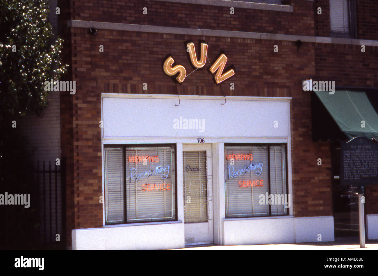 Sun Studio Memphis Tenn USA una volta posseduto da record produttore Sam Phillips dove molti musicisti blues registrati Elvis Presley Foto Stock
