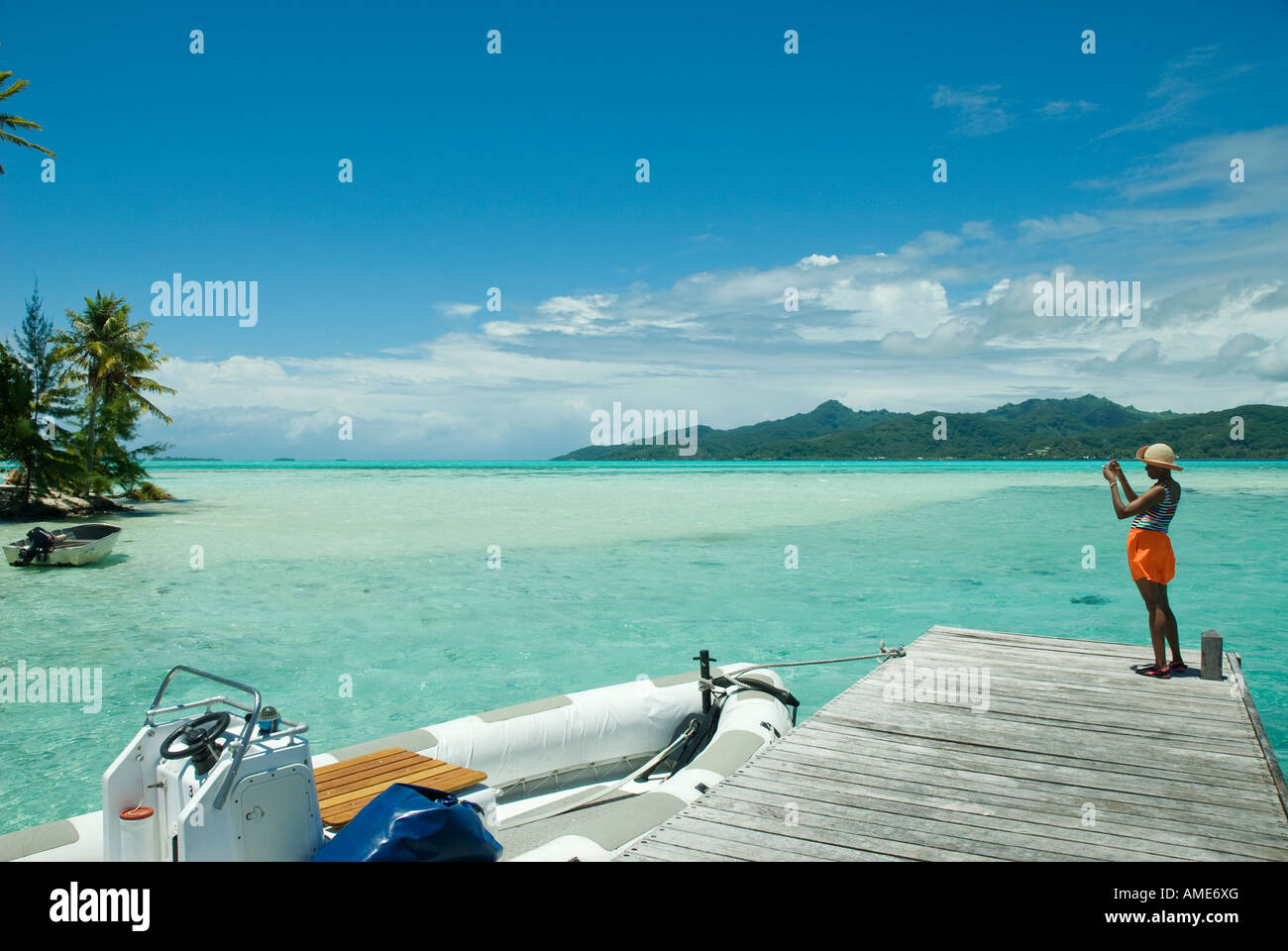 Isole della Società, Polinesia francese. Motu Mahana nell'isola di Taha'a Foto Stock