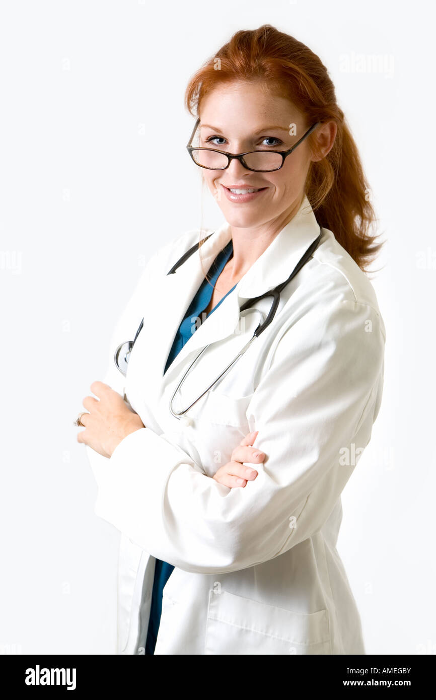 Medico di capelli rossi Foto Stock