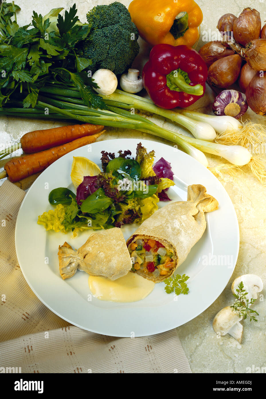 Pasta ripiena con verdura Foto Stock