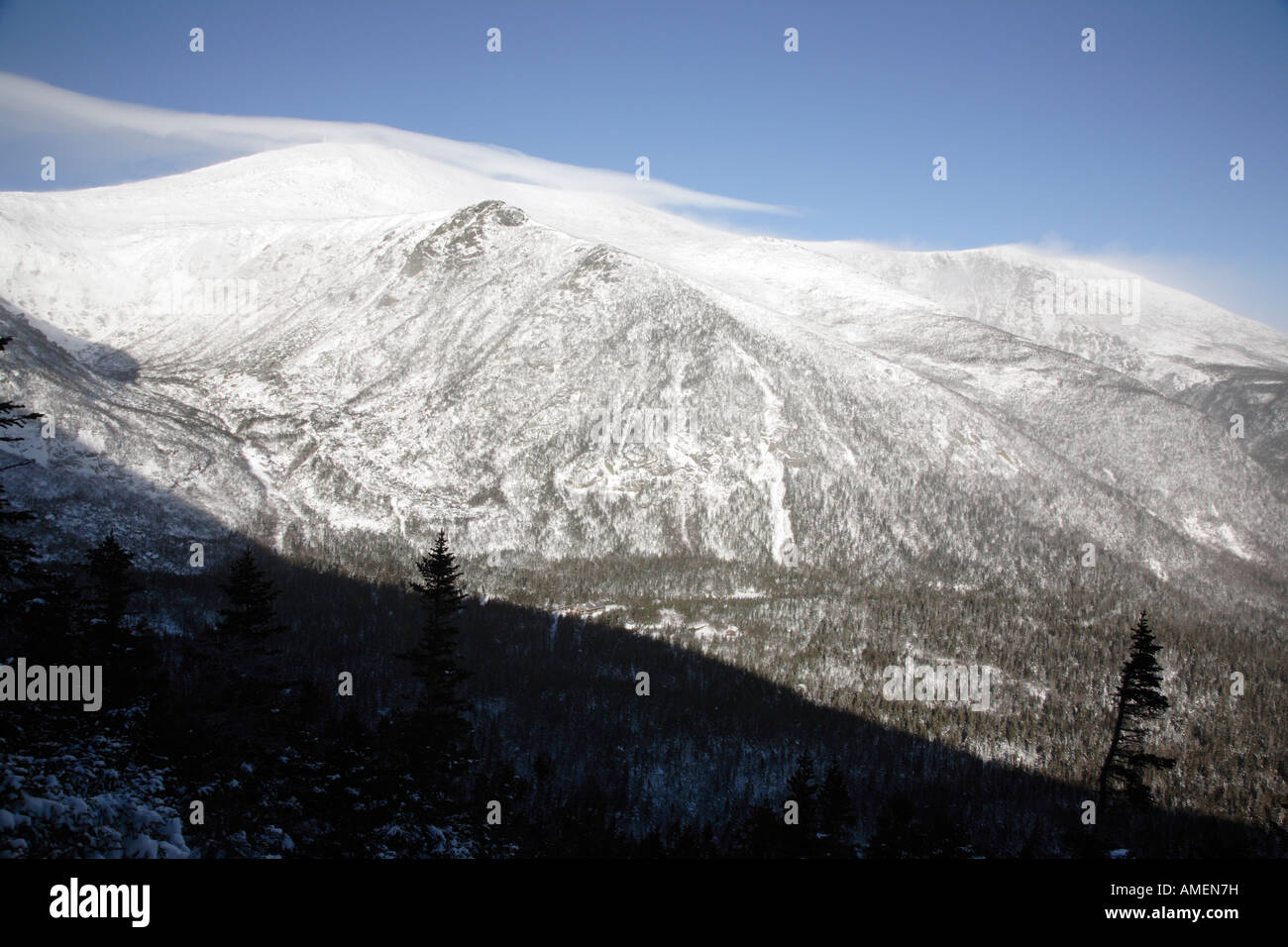 Huntington burrone durante i primi mesi di inverno il paesaggio panoramico del White Mountains del New Hampshire USA Foto Stock