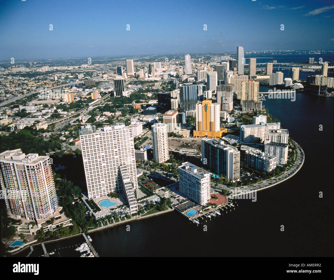 Vista aerea della città di Miami, Florida, Stati Uniti d'America Foto Stock