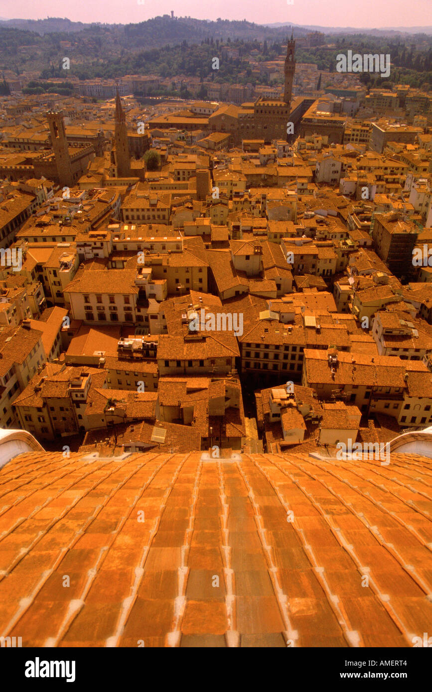 Panoramica di Palazzo Vecchio a Firenze, Toscana, Italia Foto Stock