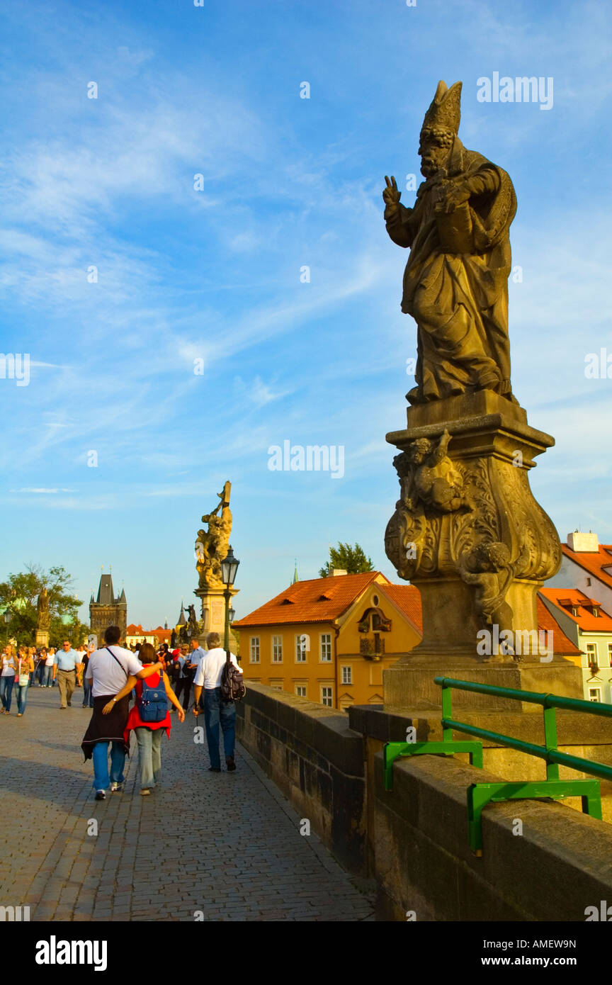 Charles Bridge centrale di Praga Repubblica Ceca UE Foto Stock
