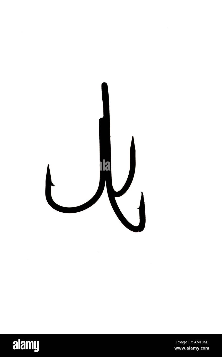 Silhouette di spinato gancio di pesca Foto Stock