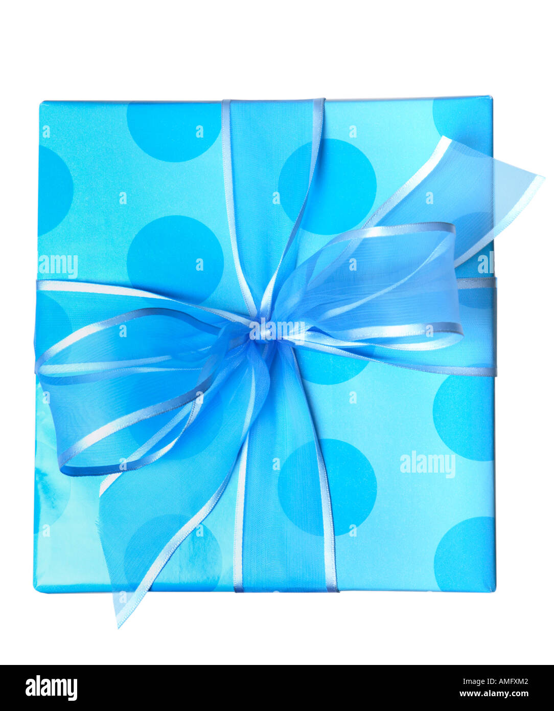 Blue Polka Dot presente con archetto Foto Stock