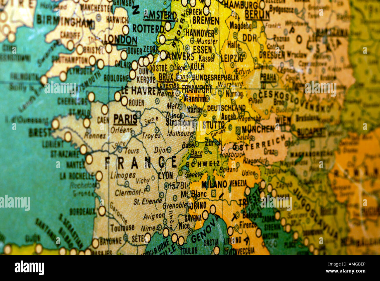 Mappa storica dell'Europa dettaglio Foto Stock