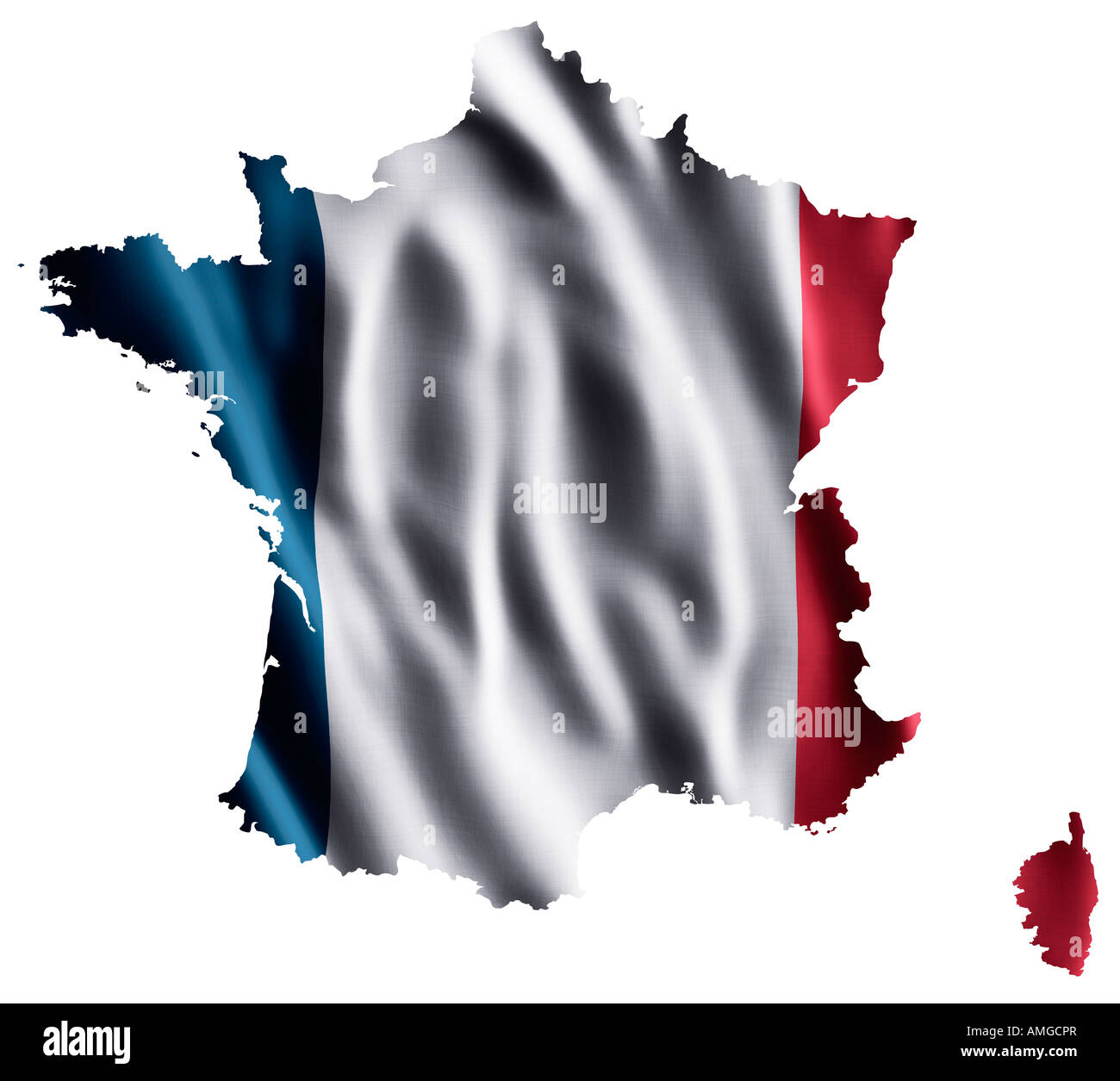 Bandiera nazionale della Francia come una mappa Foto Stock