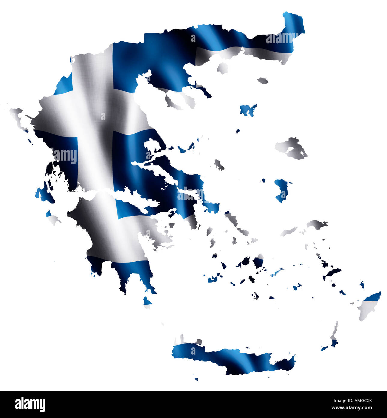 Bandiera nazionale della Grecia come una mappa Foto Stock