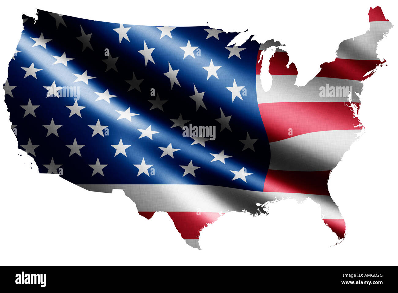 Bandiera nazionale degli Stati Uniti d'America come una mappa Foto Stock