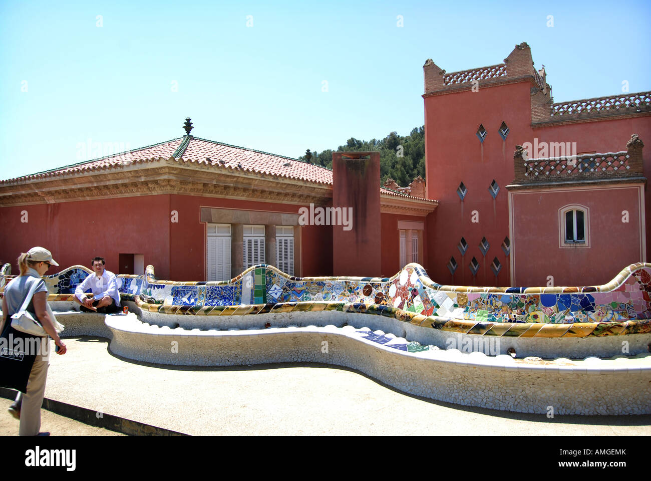 Snake come area salotto Parc Guell Barcellona Foto Stock