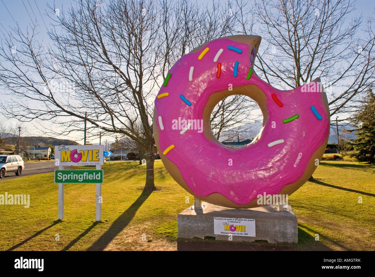 The Simpsons donut scultura nella città di Springfield Nuova Zelanda Foto Stock